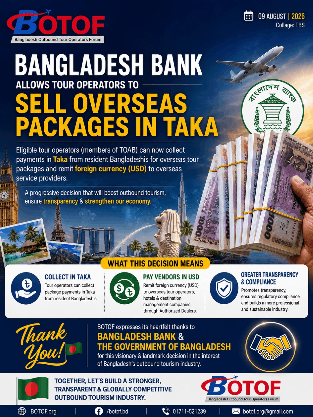 Bangladesh Bank Opens New Opportunity for Outbound Tourism Industry